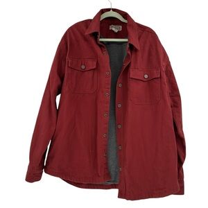 Duluth Trading Co. Men's Fleece Lined Red Canvas Chore Barn Jacket Snap XL